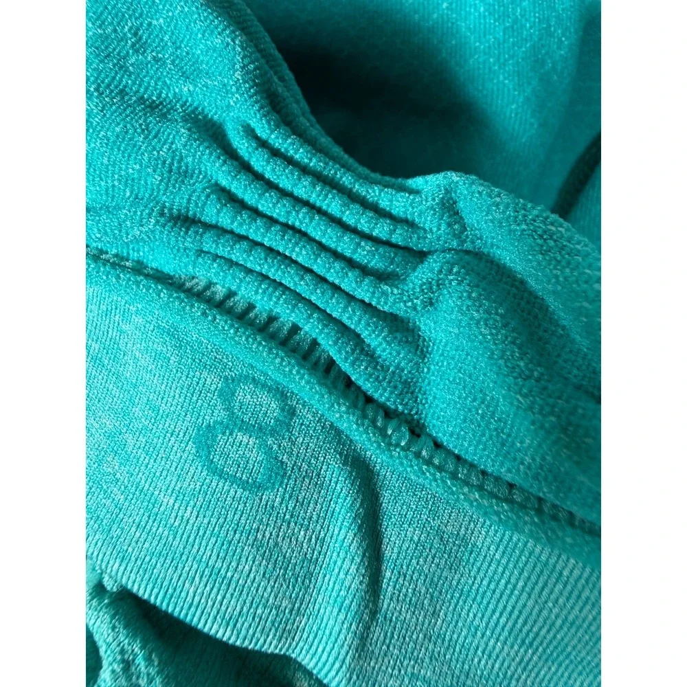 Lululemon Flow & Go Cropped Leggings Teal Bali Breeze Seamless Size 8 W6HAVS